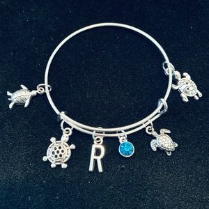 Turtles themed bangle bracelet personalized